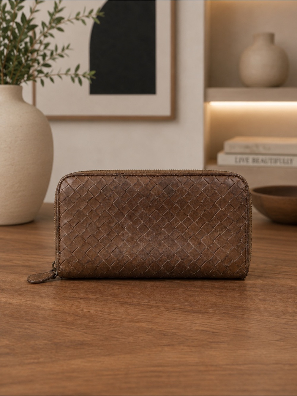Authentic Bottega Veneta Intrecciato Woven Wallet, Preloved wear callouts